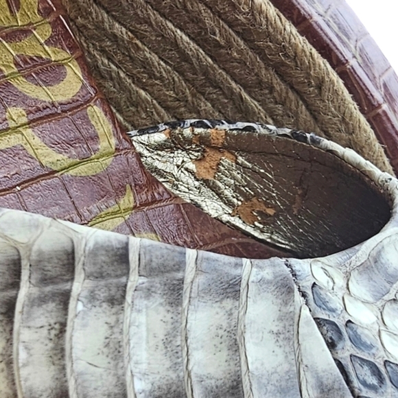 SAM EDELMAN Harmony Leather Snake & Croc Embossed Wedge Espadrille  Size 8.5 - Picture 11 of 11